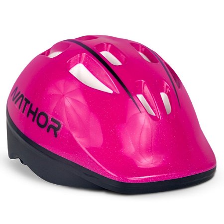 Capacete de Proteção Infantil Rosa Escuro e Preto - Nathor