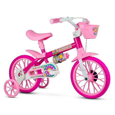 Bicicleta Infantil Aro 12 com Rodinhas Flower - Nathor
