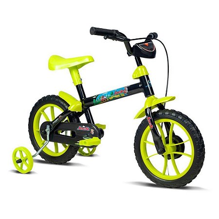 Bicicleta Infantil Jack Aro 12 Preto e Verde Limão - Verden