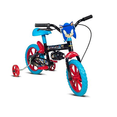 Bicicleta Infantil Sonic Aro 12 Preto e Azul - Verden