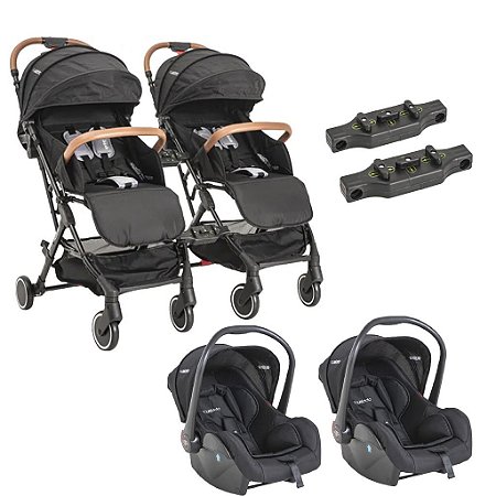 Kit 2 Carrinhos Sprint com 2 Bebê Conforto e Conectores