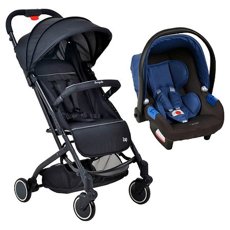 Carrinho de Bebê Zap Black e Bebê Conforto Touring X Azul