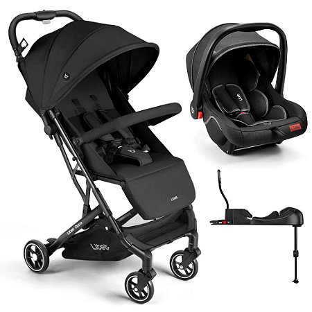 Carrinho de Bebê Oppa Preto e Bebê Conforto e Base - Litet