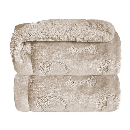 Cobertor Infantil Plush com Sherpa Ferrete Bege - Laço Bebê