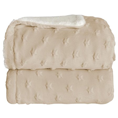 Cobertor Infantil Plush com Sherpa Stars Bege - Laço Bebê
