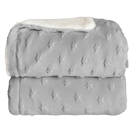 Cobertor Infantil Plush com Sherpa Stars Cinza - Laço Bebê