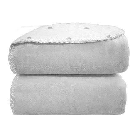 Manta Infantil Dupla Face Poá Cinza e Branco - Laço Bebê