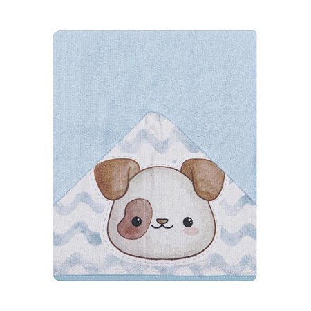 Toalha De Banho Felpuda Amiguinhos Cachorro Azul - Papi Mami