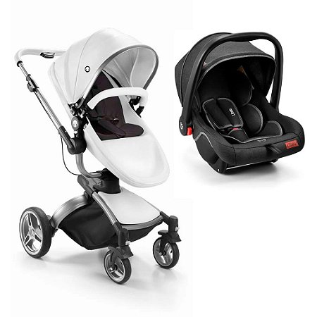 Carrinho Passeio Moisés Candy Branco e Bebê Conforto Preto