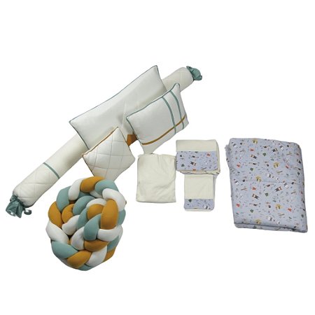 Kit Berço Escandinavo Cinza Lunar 9 pçs - Hug