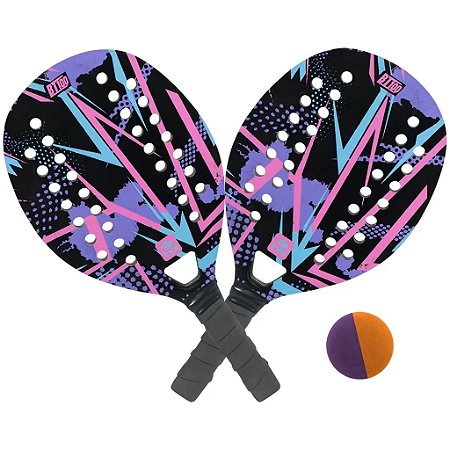 Kit Raquete e Bolinha Beach Tennis BT100 Lilás - Bel Fix