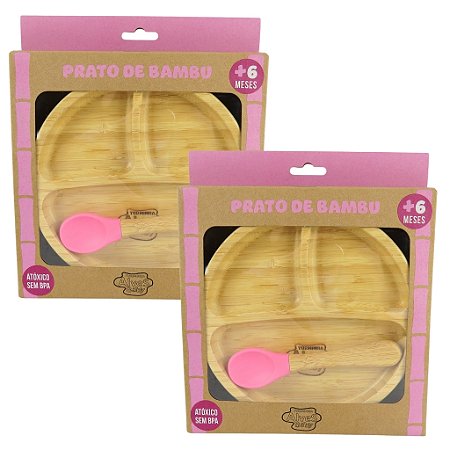 Prato Infantil de Bambu c/ Ventosa 2un - Turminha Alves Baby