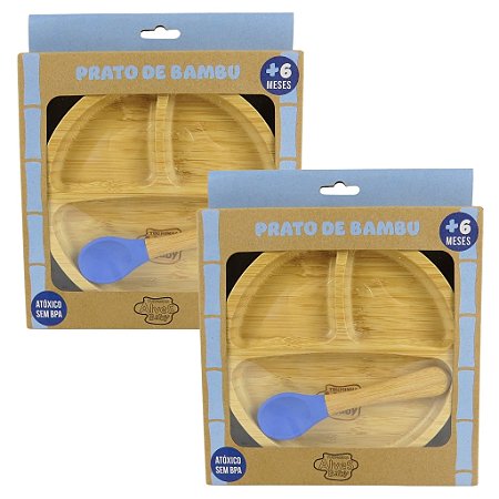 Prato Infantil de Bambu c/ Ventosa 2un - Turminha Alves Baby