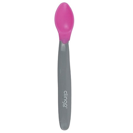Colher Smart de Silicone Ergonômica Termo Rosa - Clingo