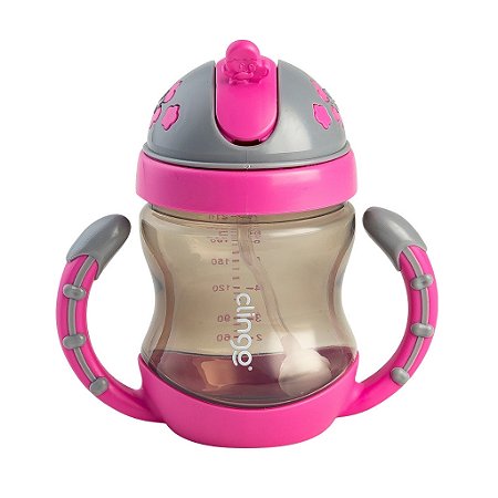 Copo Easy com Alça Válvula Canudo Rosa - Clingo
