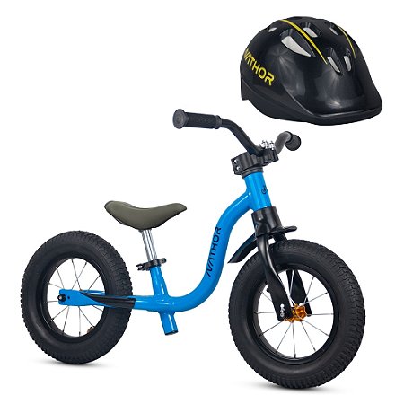 Bicicleta Balance Infantil Aro 12 Raiada Azul 2 e Capacete