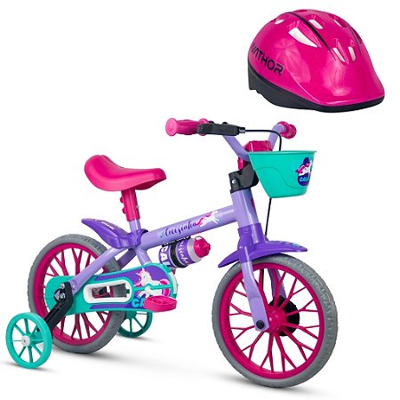 Bicicleta Infantil Aro 12 Com Rodinhas Cecizinha E Capacete