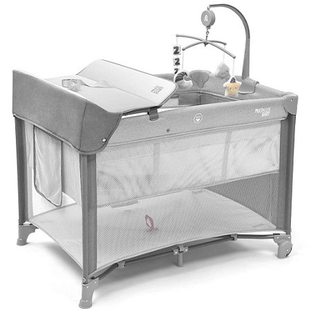 Berço Desmontável Multikids Baby DayDream Cinza até 15 kg