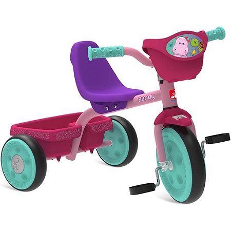 Triciclo Infantil Bandeirante Bandy Com Cestinha Rosa