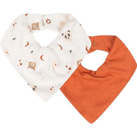 Kit Com 2 Babadores Bandana Hug Minimalista Terracota