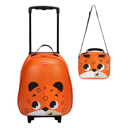 Kit Mochila de Rodinha com Lancheira Tiny Love Safari Jaguar