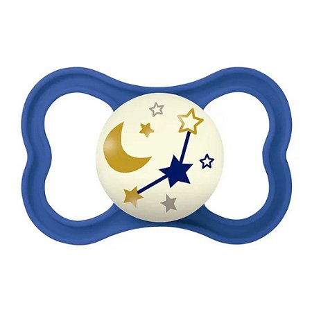 Chupeta Mam Air Night Azul (6+ Meses) Lua E Estrelas