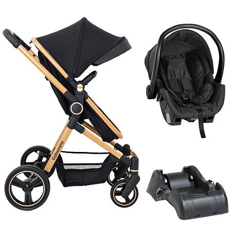 Carrinho De Bebê Ivy Galzerano Bebê Conforto Preto e Base