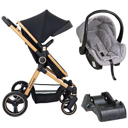 Carrinho De Bebê Galzerano Ivy Bebê Conforto Cinza E Base