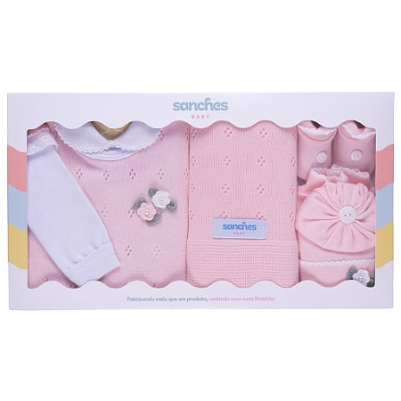 Saída de Maternidade Sanches Baby Feminino Rosa c/ Branco