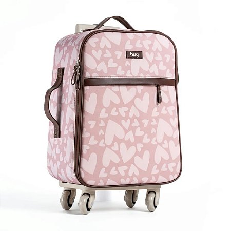 Mala Maternidade Hug Coração com Rodinha Rosa
