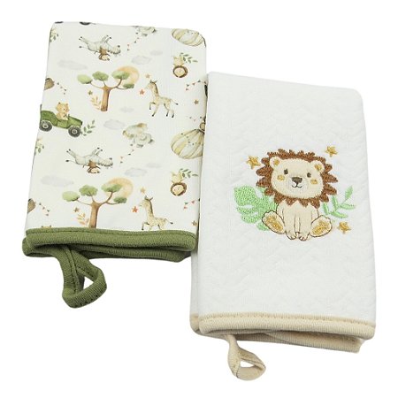 Kit Com 2 Babinhas Hug Leão Big Friends Bege e Verde