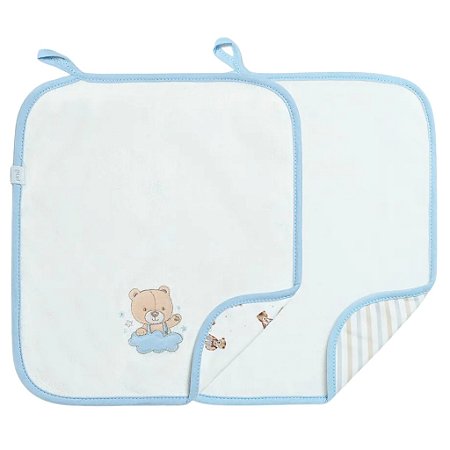 Kit Com 2 Babinhas Hug Urso Sweet Dreams Azul E Branco