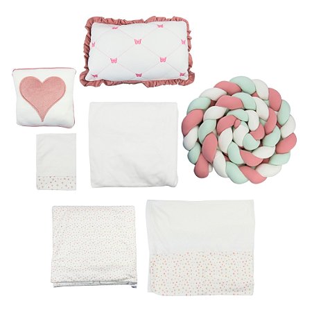 Kit Berço Hug Lovely Day Rosa Antigo 7 Peças