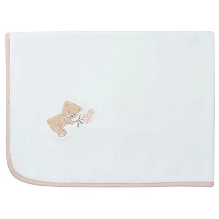 Manta Infantil De Suedine Hug Urso New Baby Rosa