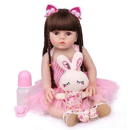 Boneca Bebê Reborn Shiny Toys Laura Baby Gabriela 18"