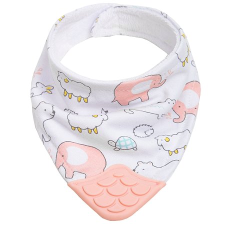 Bandana com Mordedor Buba Animais Rosa +4 Meses