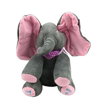 Elefante de Pelúcia Shiny Toys Musical Cinza