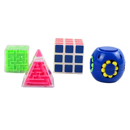 Brinquedo Infantil Kit 4 Peças Cubo Mágico Variado