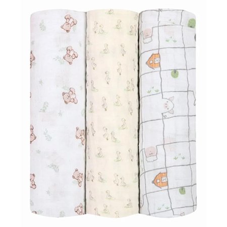 Kit Com 3 Cueiros Papi Mami Swaddle Soft Premium Ursinhos