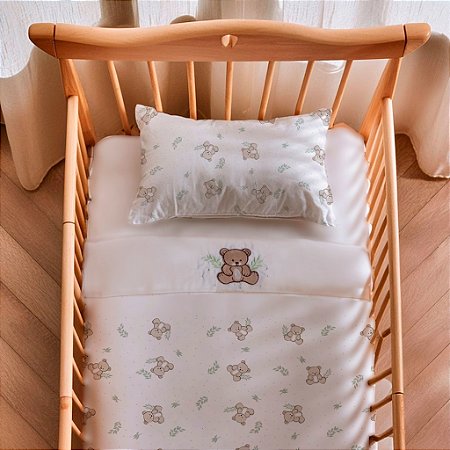 Jogo de Berço Papi Mami Tamanho Americano Ursinho Bolinha 3 Peças