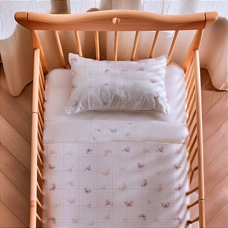 Jogo de Berço Papi Mami Tamanho Americano Alegria Borboletas 3 Peças