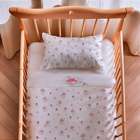 Jogo de Berço Papi Mami Tamanho Americano Encanto Cogumelo 3 peças