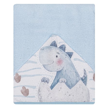 Toalha de Banho Papi Mami Felpuda Amiguinhos Dinossauro Azul