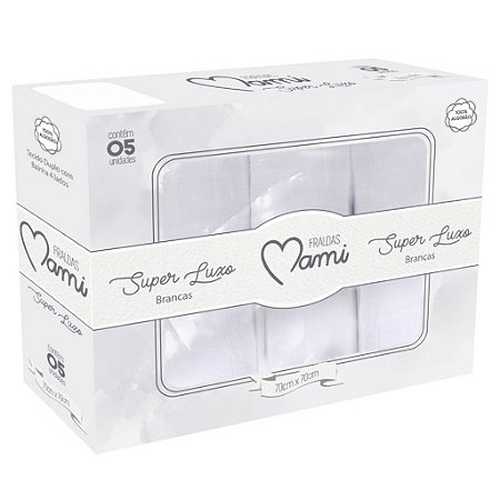 Fralda Super Luxo Branca Papi Mami c/ Bainha 5 unid. 70 x 70 cm