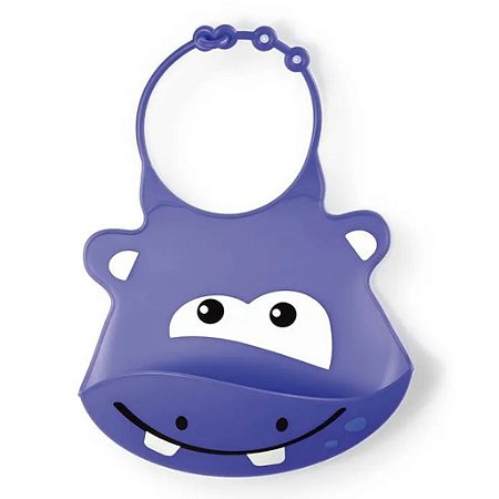 Babador de Silicone Multikids Baby Silybib Hipopótamo Roxo +6m