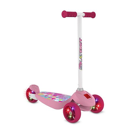 Patinete Infantil Bandeirante Skatenet LED Incitante + Base Larga Rosa