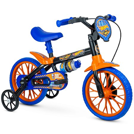 Bicicleta Infantil Nathor Hot Wheels Aro 12 com Rodinhas