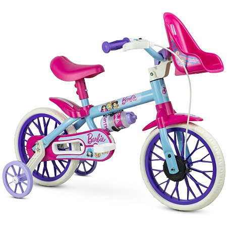 Bicicleta Infantil Nathor Barbie Aro 12 com Rodinhas