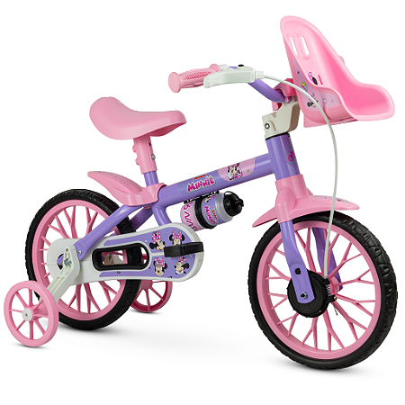 Bicicleta Infantil Nathor Minnie Aro 12 com Rodinhas