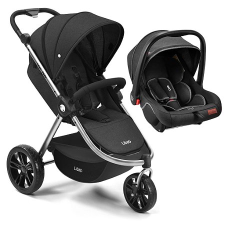 Carrinho de Bebê Litet Jogger Sway Preto com Bebê Conforto